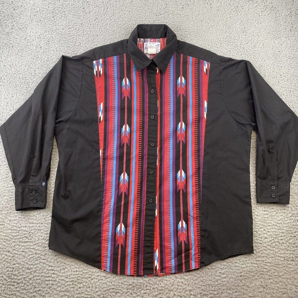 Vintage Tru West Rockmount Ranch Wear Women’s Large Relaxed Western Shirt Aztec